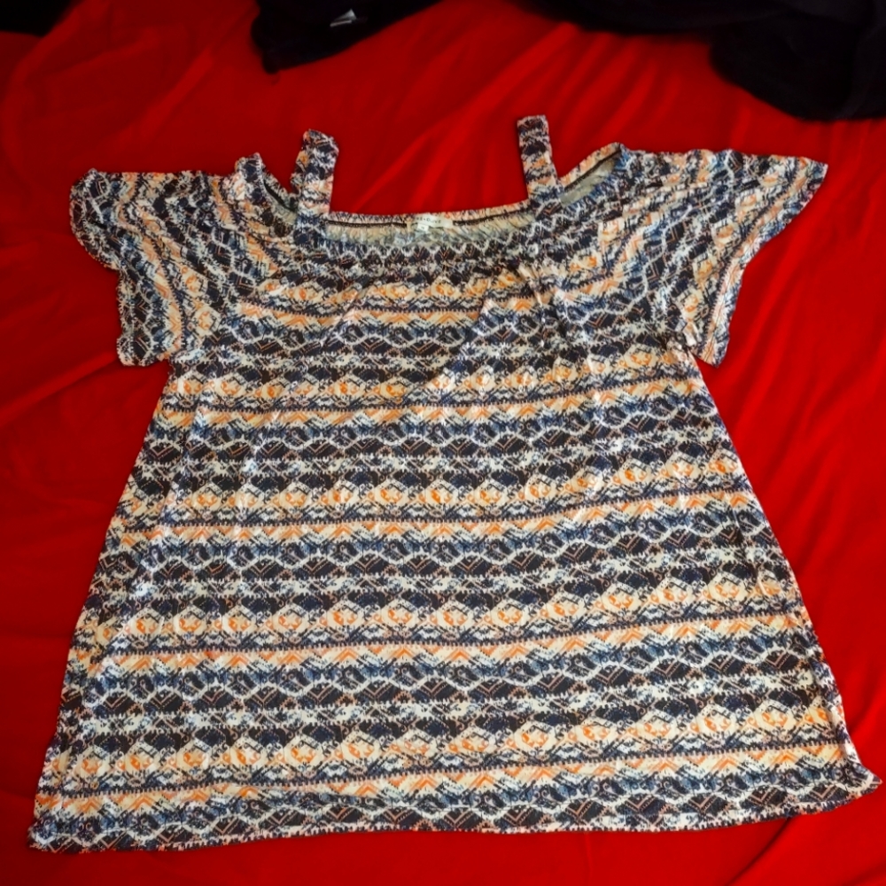 Rose and olive off shoulder women's top 1X
